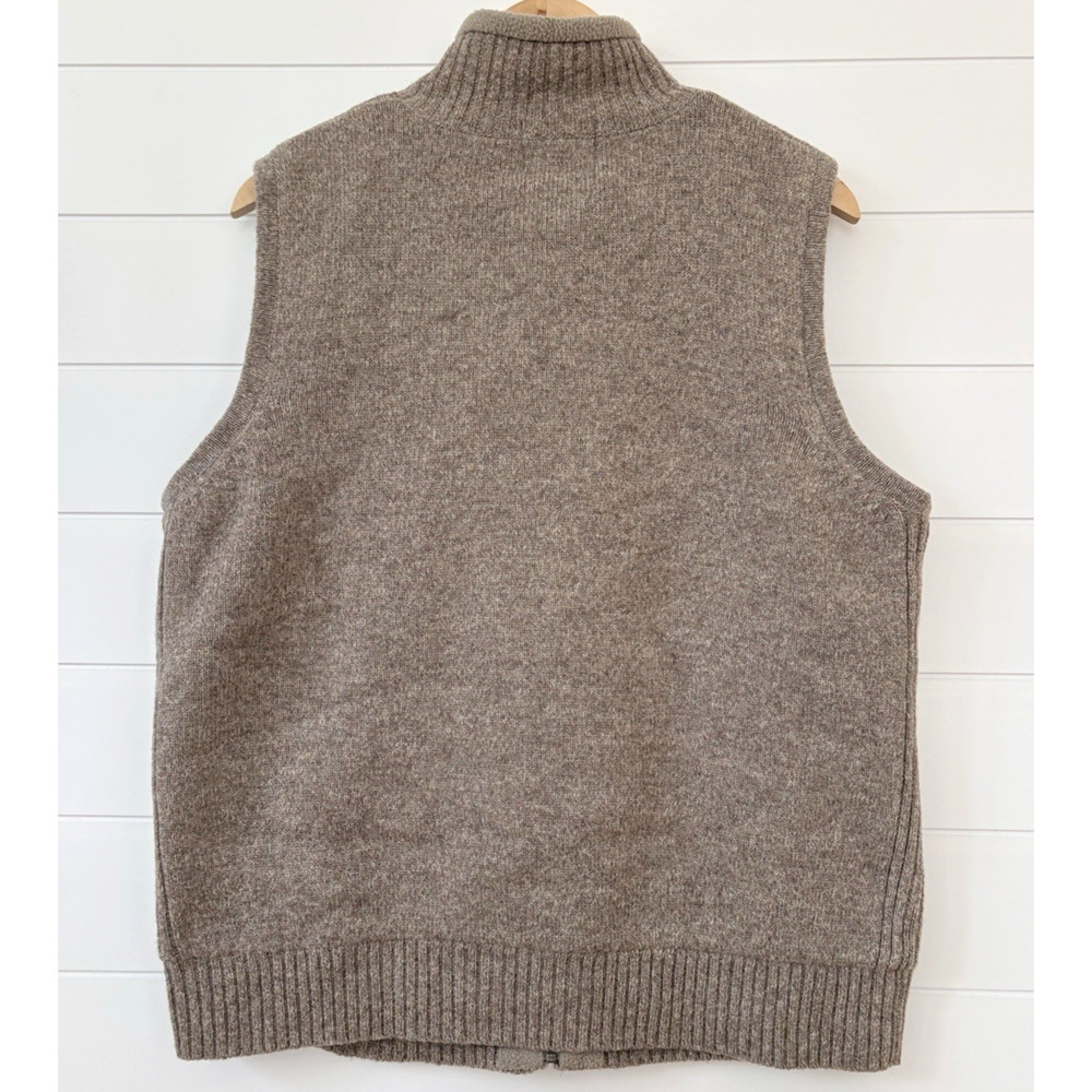 Pendleton Shetland Wool Zip Front Sweater Vest Fleece Lined Beige Tan Medium - Picture 10 of 16